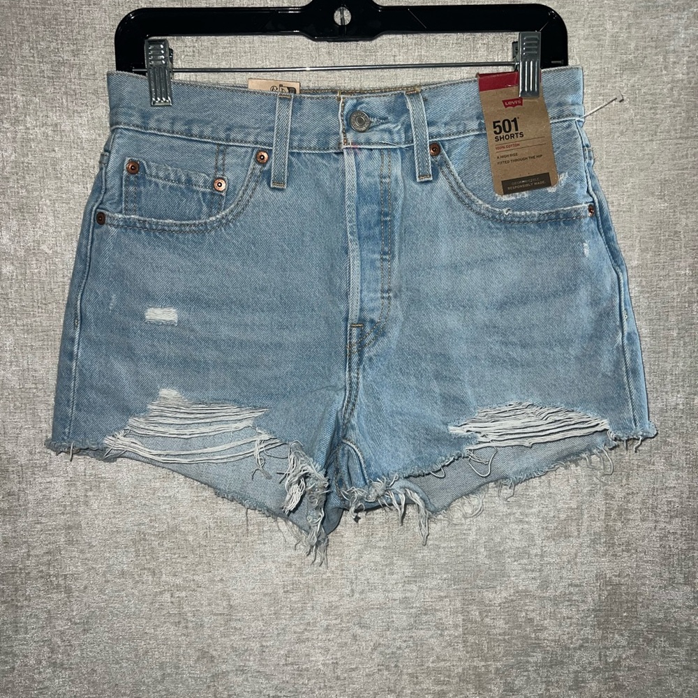 Levi's Light Blue Distressed Jean Shorts